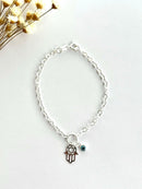 PULSEIRA HAMSÁ COM OLHO GREGO PENDURADO