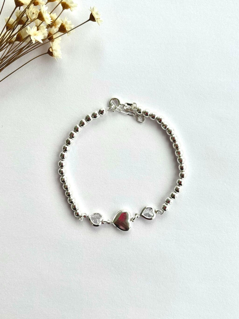 PULSEIRA BOLINHAS C/ ZIRCÔNIAS CORAÇÕES PREMIUM