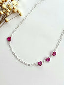 CHOKER ELO COM CORAÇÕES ROSA