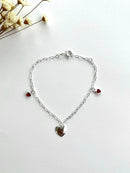 PULSEIRA CORAÇÃO CHAPEADO COM ZIRCÔNIAS VERMELHO-RUBI