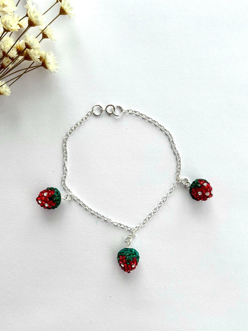PULSEIRA 3 MORANGUINHOS CRAVEJADOS EM RESINA