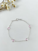 PULSEIRA 4 ZIRCONIAS CORAÇÃO ROSE