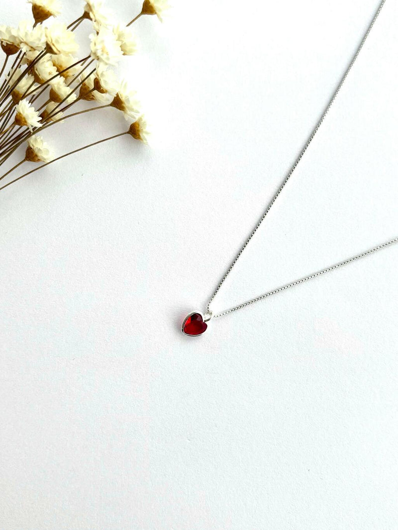 COLAR PONTO DE LUZ CORAÇÃO VERMELHO-RUBI